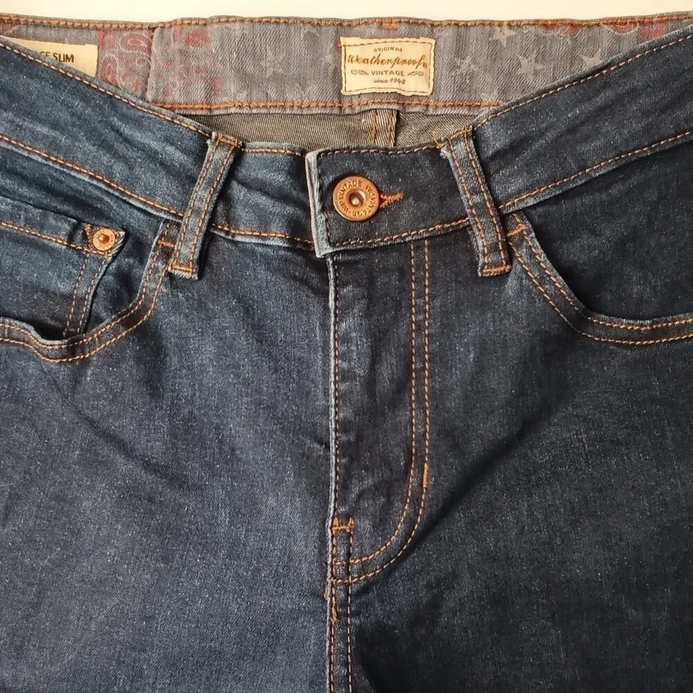 Weatherproof Vintage Mens Slim Fit Jeans Indigo Blue Size 30x32 Stretch Casual